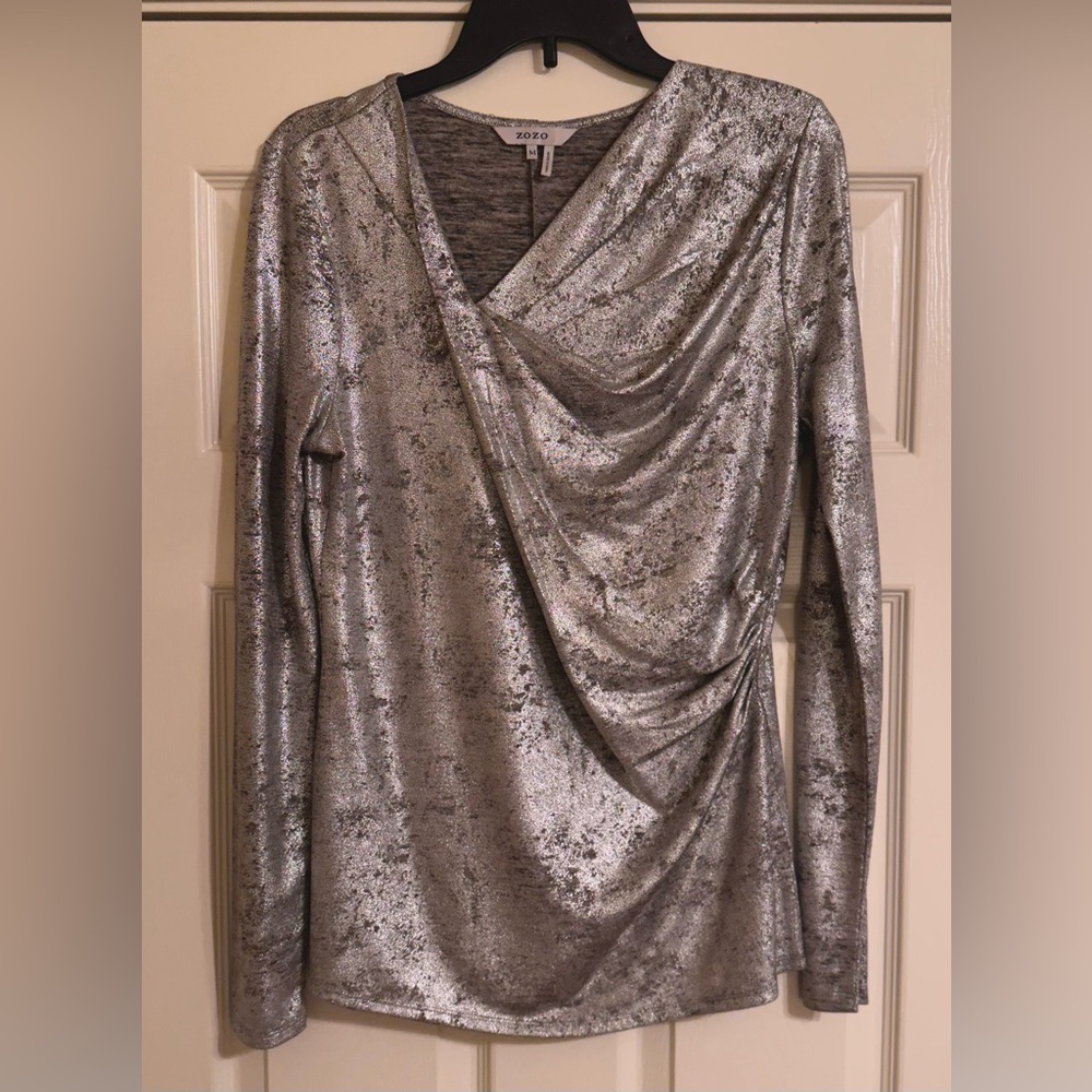 ZOZO Women’s Metallic Silver Blouse